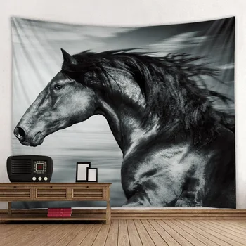 Скачущая Лошадь 3D Печать Гобелен Лев Слон Настенное Украшение из Полиэстеровой ткани Мандала Богемная Стена