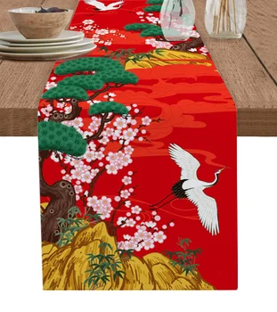 В японском стиле Сакура Красная Настольная дорожка Украшение домашнего декора Украшение обеденного стола Декор стола