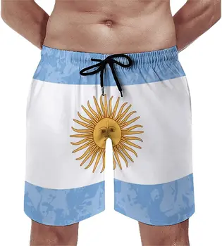 Мужские пляжные шорты с флагом Аргентины в стиле ретро, мужские комфортные плавки, пляжные шорты с сеткой