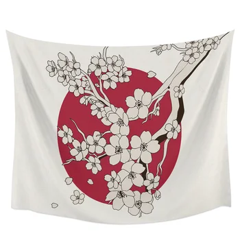 Японская Сакура Солнце Простой ретро-гобелен, висящий на стене, Бохо-гобелен, декор для домашней спальни, гостиной, Подвесная ткань
