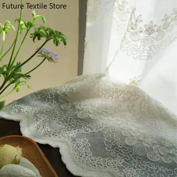 Индивидуальные мягкие занавески с вышивкой в виде маленького цветка, корейская оконная ширма, хлопчатобумажное льняное светопропускающее окно гостиной