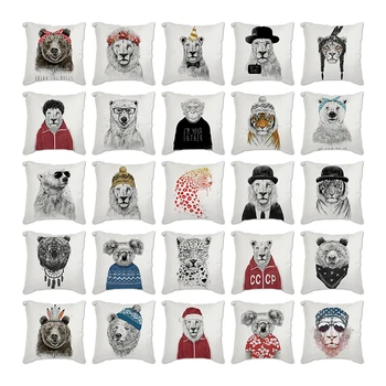 Animals cushion cover pillow cover Bear tiger lion koala Sofa Throw Pillowcase подушка декоративная cojines чехлы funda cojin
