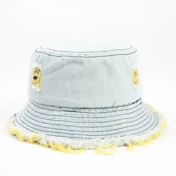 Джинсовая однотонная панама Рыбацкая шляпа Солнцезащитная кепка для мужчин и женщин для путешествий на открытом воздухе 161