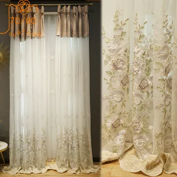 Французская роскошная вышитая газовая занавеска Шторы в стиле принцессы для гостиной спальни Изготовление готового изделия на заказ