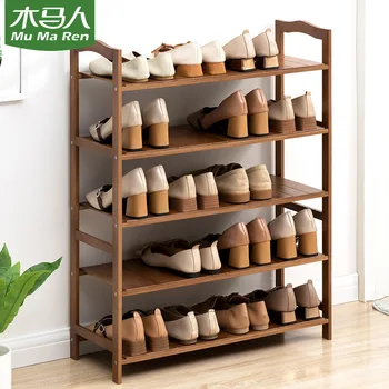 Простая сборка стойки для обуви пылезащитная дверь общежития, внутренняя бытовая многофункциональная бамбуковая многослойная стойка для обуви, обувные шкафы