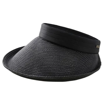 Новая модная солнцезащитная кепка с пустым верхом, Портативная Складная пляжная шляпа с резинкой, женская солнцезащитная шляпа, повседневная соломенная кепка С козырьками