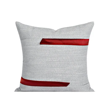Легкая роскошная хлопковая серая накладка на подушку в красную полоску, наволочка для дивана в спальню, гостиную