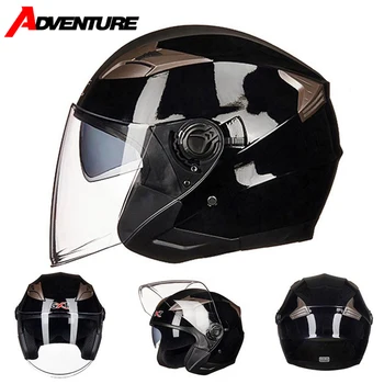 Мото Шлем Мужские Мотоциклетные шлемы Половина лица Двойные линзы Casco Мотокросс Уличный мотоциклетный шлем Capacete De Moto 4 Сезона