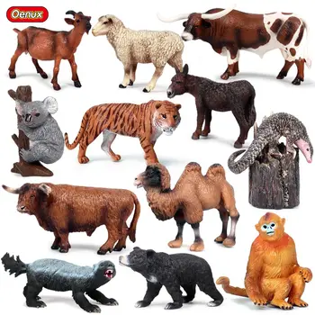 Oenux Оригинальный дикий тигр, имитация животного, Коала, Корова, Лошадь, модель фигурки, Реалистичные Фигурки, коллекция игрушек для детей