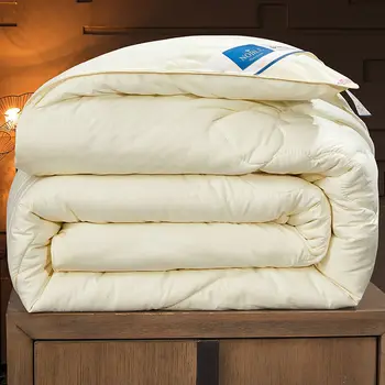 Толстое теплое зимнее пуховое одеяло, стеганые одеяла из соевого волокна, удобное дышащее одеяло, однотонное студенческое одеяло