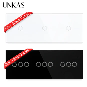 Подходящие модули UNKAS DIY, только панель из хрусталя, бесплатная комбинация для настенного сенсорного включения / выключения, 228 мм Белая черная розетка