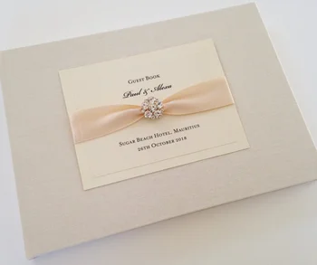 Персонализированная элегантная свадебная гостевая книга с бриллиантами, атласная лента цвета слоновой кости, вход в детский душ, выбор цвета для девичника, день рождения