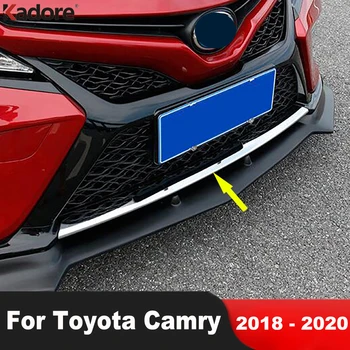 Накладка нижней крышки переднего бампера для Toyota Camry SE XSE TRD 2018 2019 2020 Хромированные Аксессуары для молдинга нижней решетки радиатора автомобиля