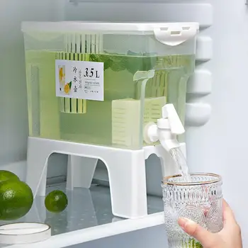 Чайник для холодной воды объемом 3,5 л С рекордной датой хранения Дизайн крана Двойной фильтр, предотвращающий засорение, Ведро для диспенсера для сока и воды в холодильнике из полипропилена