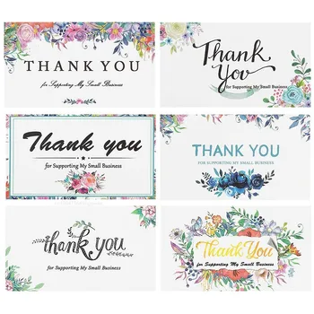 50шт процветающих цветов Благодарим Вас за Ваш заказ Открытки для украшения подарков в небольшом магазине Поздравительные открытки с благодарностью