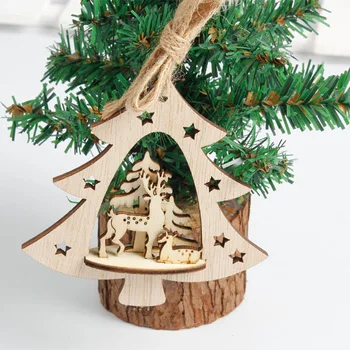 Креативное полое трехмерное рождественское украшение, подвеска, звезда, Рождественский шар, украшения, деревянная подвеска в виде Рождественской елки