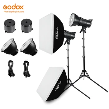 2x Godox SL-60W 60Ws 5600K Студийный Светодиодный Непрерывный свет для фото-видео + 2x Осветительная Подставка 1,8 м + 2x Комплект светодиодных Софтбоксов 60x90 см