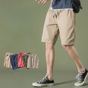 Мужские повседневные шорты из цельного хлопка, высококачественные летние пляжные шорты, свободные, Универсальные, модные, удобные Короткие брюки, мужские Q415