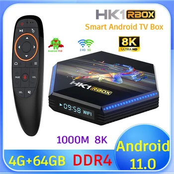 HK1 RBOX R2 Smart TV BOX Android 11 RK3566 4G DDR4 Высокоскоростная 32G 64G Двойная Wifi 1000M 4K 8K Светодиодная Медиаплеерная Приставка
