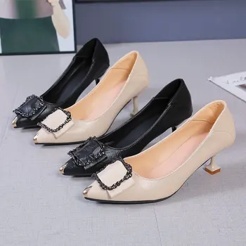 2023 Новая женская обувь Женские туфли-лодочки с острым носком Минималистичная однотонная офисная женская обувь Элегантная Сексуальная женская обувь для вечеринок
