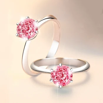 Серебряное кольцо с розовым муассанитом Luomansi весом 1 2 3 карата с сертификатом GRA 100% - S925 Женские украшения Подарок на свадьбу