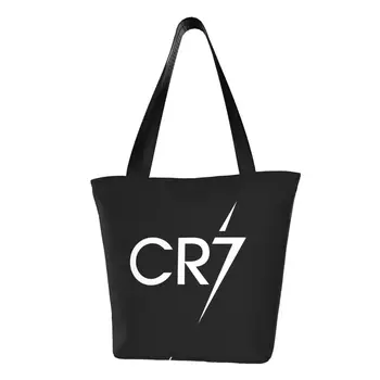 Модные футбольные сумки-тоут CR7 для покупок из вторсырья Ronaldos Soccer Холщовая сумка для покупок через плечо