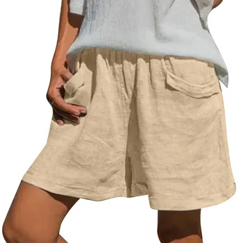 Женские шорты с широкими штанинами, летние базовые свободные удобные шорты, однотонные эластичные повседневные шорты для бега трусцой, повседневные эластичные спортивные короткие штаны