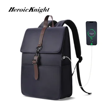 Героический рыцарь Винтажный мужской рюкзак 15,6-дюймовая сумка для ноутбука Женский USB-порт для зарядки Водонепроницаемый мужской рюкзак для бизнеса