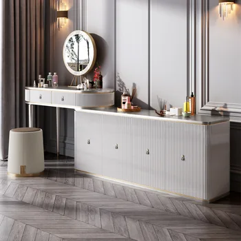 Легкий роскошный туалетный столик, современный минималистичный стол для макияжа американского дизайнера, встроенный шкаф для хранения, высококачественный боковой шкаф