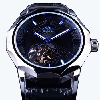 Победитель Топ-бренда 2018 Blue Ocean Geometry Design Мужские часы с прозрачным скелетонирующим циферблатом, роскошные автоматические модные механические часы