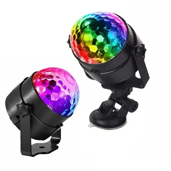 RGB Диско-шар, праздничные огни, DJ-диско-свет, светодиодный проектор, стробоскоп, Вечеринка по случаю Дня рождения, автомобильный клуб, бар, караоке, Рождественский звук с активацией