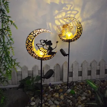 Наружные Солнечные Газонные Фонари LED Solar Moon Flame Fairy Lights Солнечные Садовые Декоративные Лампы для Сада, Парка, Двора, Газонной Дорожки